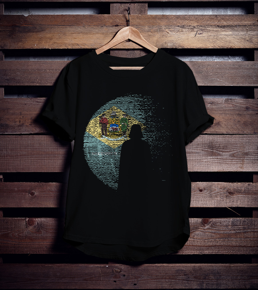Vader Silhouette Over Delaware State Flag T-Shirt