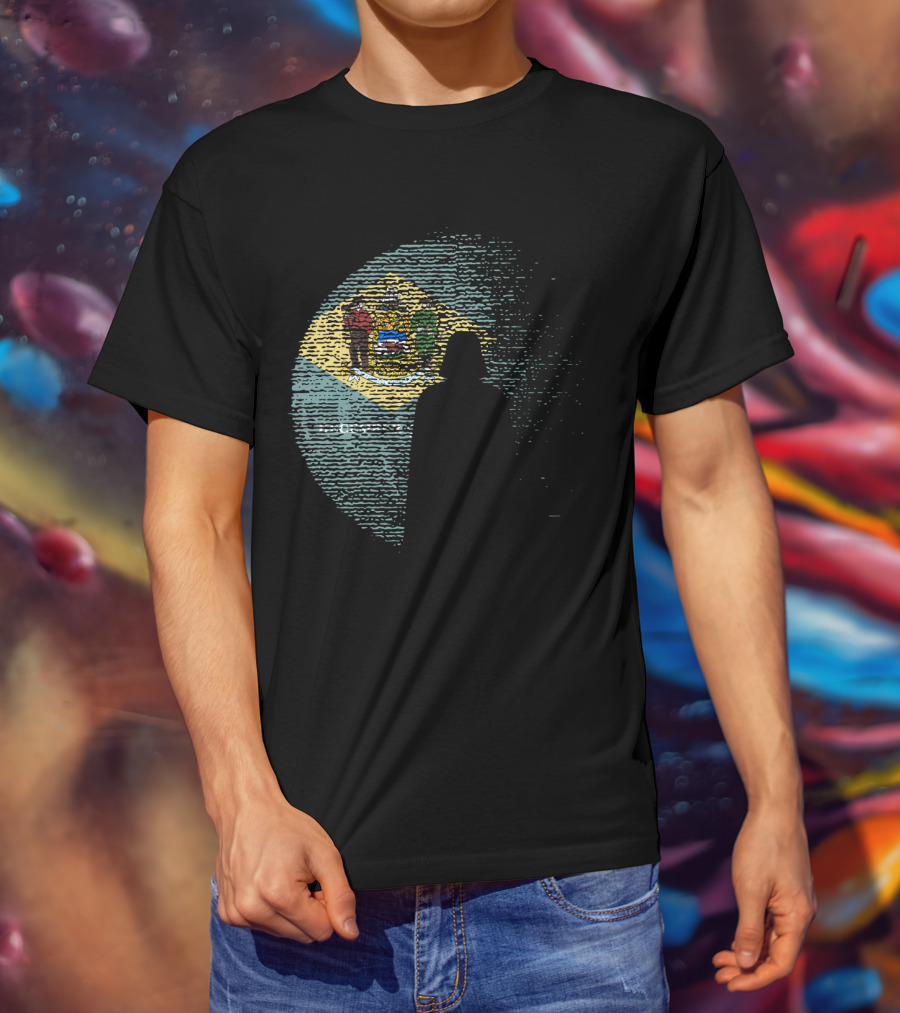 Vader Silhouette Over Delaware State Flag T-Shirt