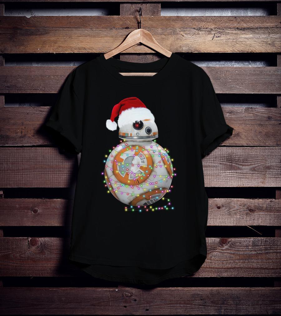 BB-8 Christmas Lights Droids Star Wars Holiday Santa Hat T-Shirt