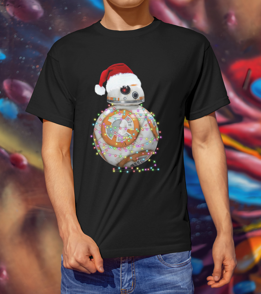 BB-8 Christmas Lights Droids Star Wars Holiday Santa Hat T-Shirt