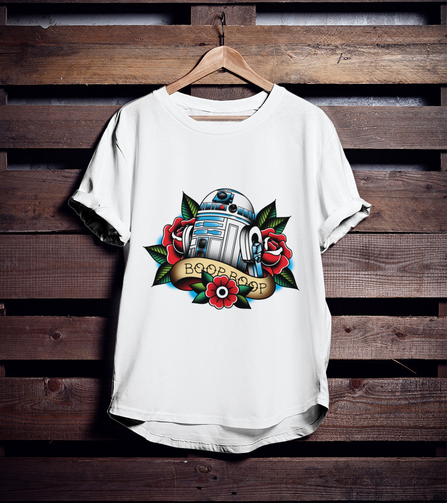 Boop Boop Floral R2 D2 Star Wars Roses Droids T-Shirt