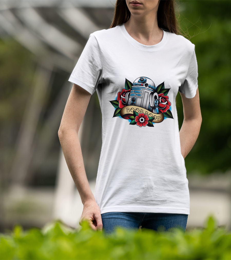 Boop Boop Floral R2 D2 Star Wars Roses Droids T-Shirt