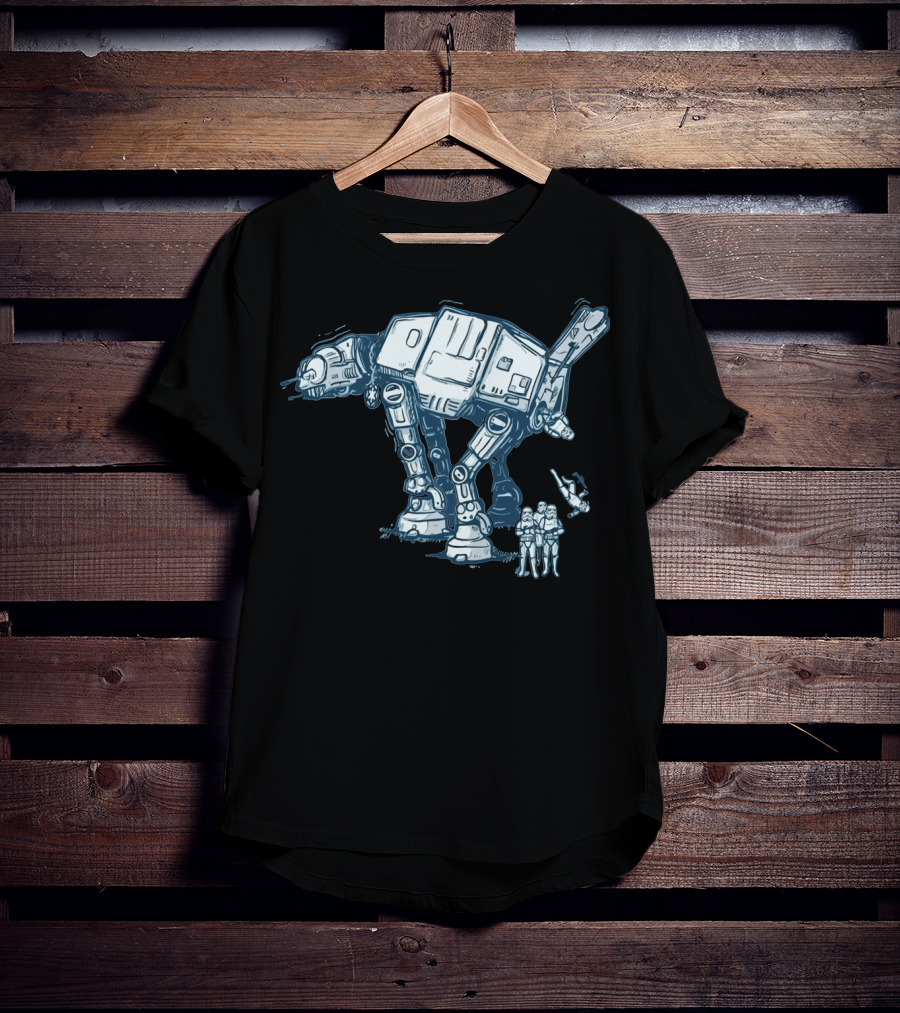 Funny AT AT Star Wars Droids With Stormtroopers And Imperial Walker T-Shirt