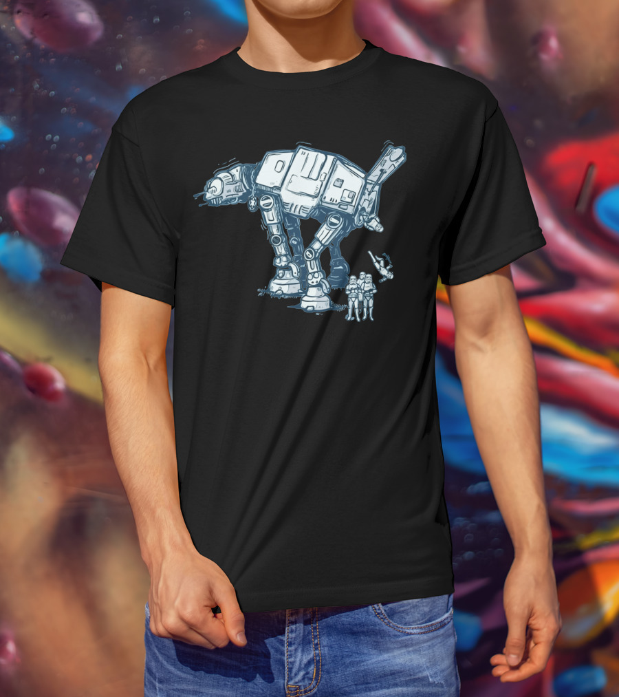 Funny AT AT Star Wars Droids With Stormtroopers And Imperial Walker T-Shirt
