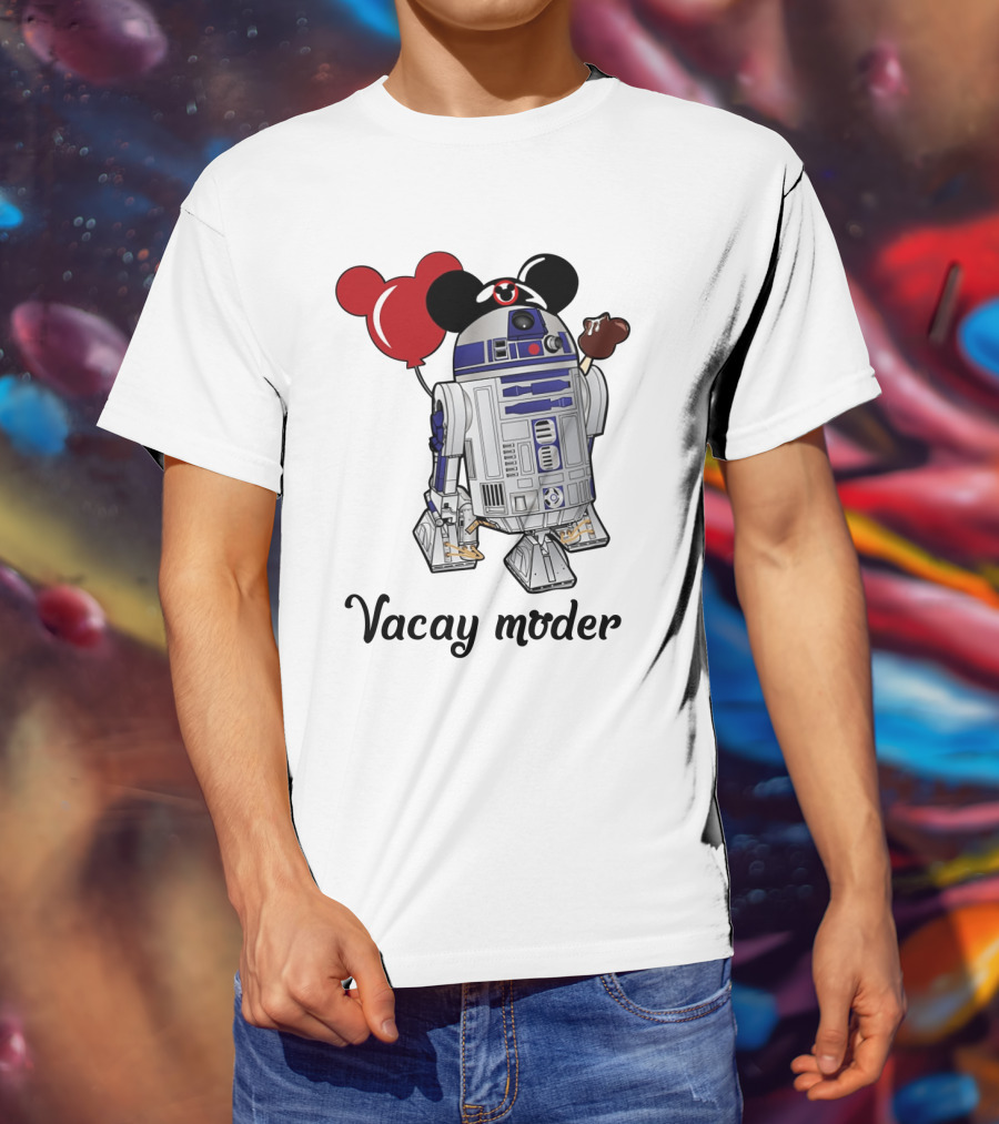 Vacay Mode R2 D2 Droids Star Wars Mickey Balloon Ice Cream T-Shirt