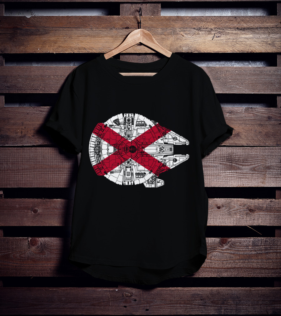 Alabama Flag Overlaid On The Millennium Falcon T-Shirt