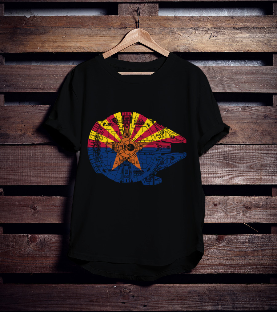 Arizona Flag Meets The Millennium Falcon Spaceship Fusion T-Shirt