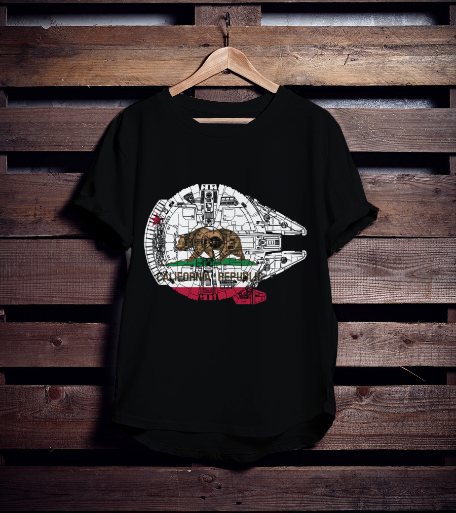 California Republic Bear And The Millennium Falcon Overlap T-Shirt