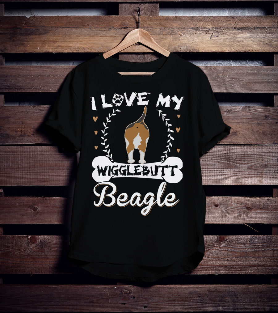 I Love My Wigglebutt Beagle Heart Paw Bone T-Shirt