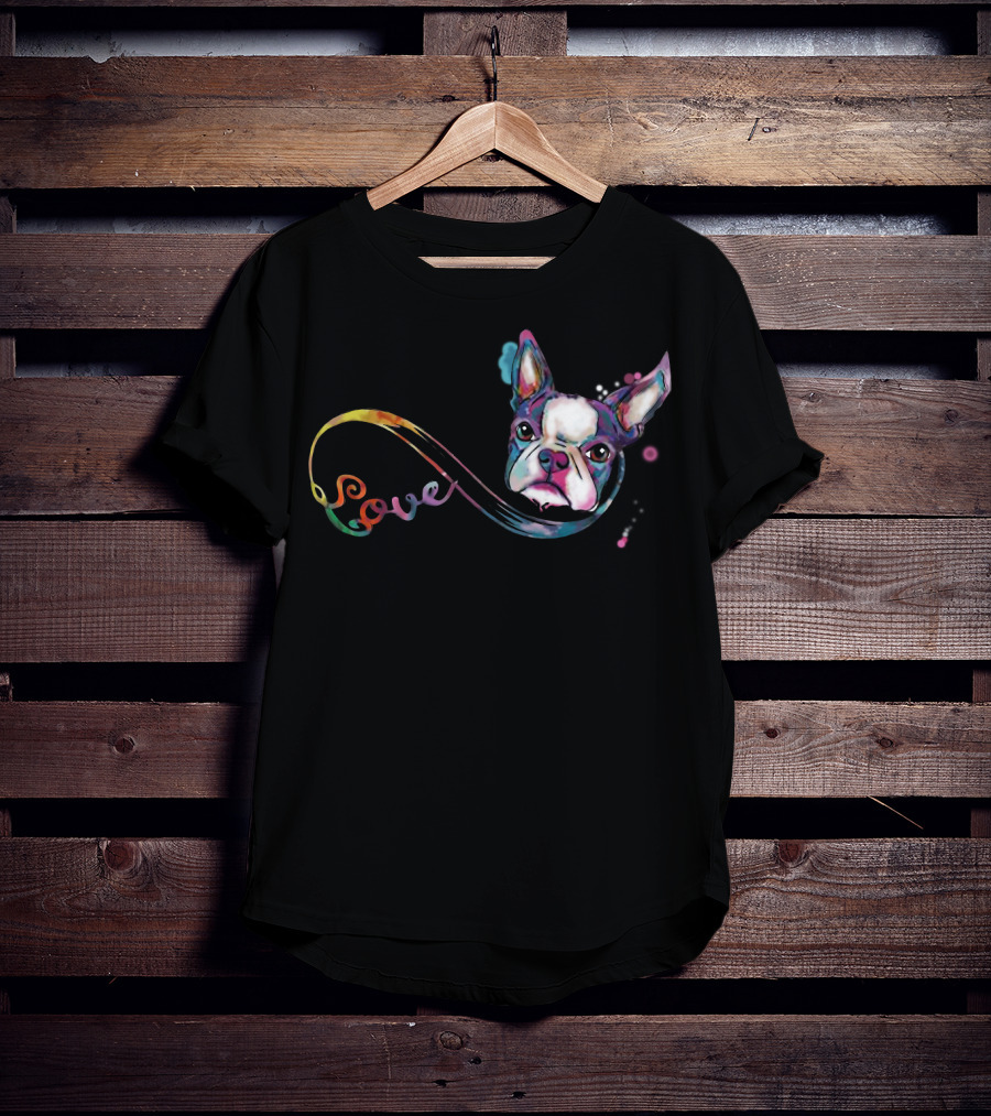 Love Boston Terrier Rainbow T-Shirt