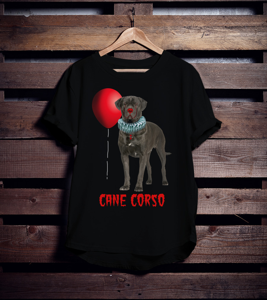 Cane Corso Horror Red Balloon Clown Costume T-Shirt