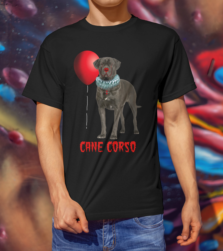 Cane Corso Horror Red Balloon Clown Costume T-Shirt
