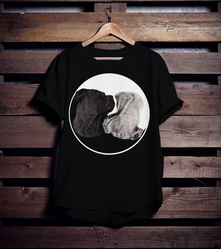 Cane Corso Yin Yang Circle With Black And White Dog Heads T-Shirt