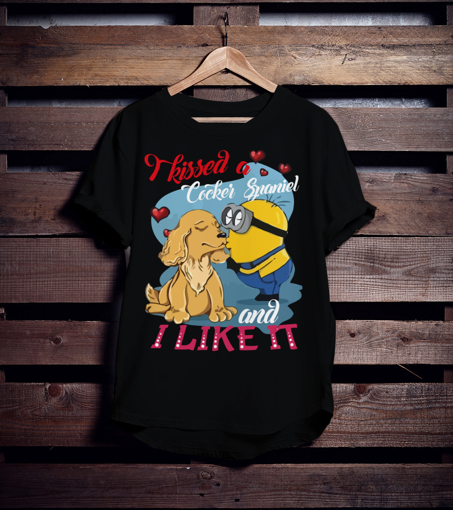 Kissed A Cocker Spaniel And I Like It Cute Minion With Hearts T-Shirt