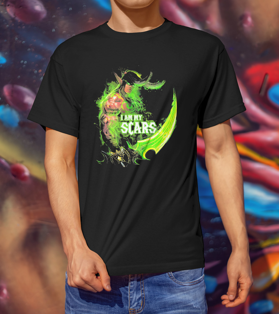 Ilidan I Am My Scars Warcraft Fantasy Character T-Shirt