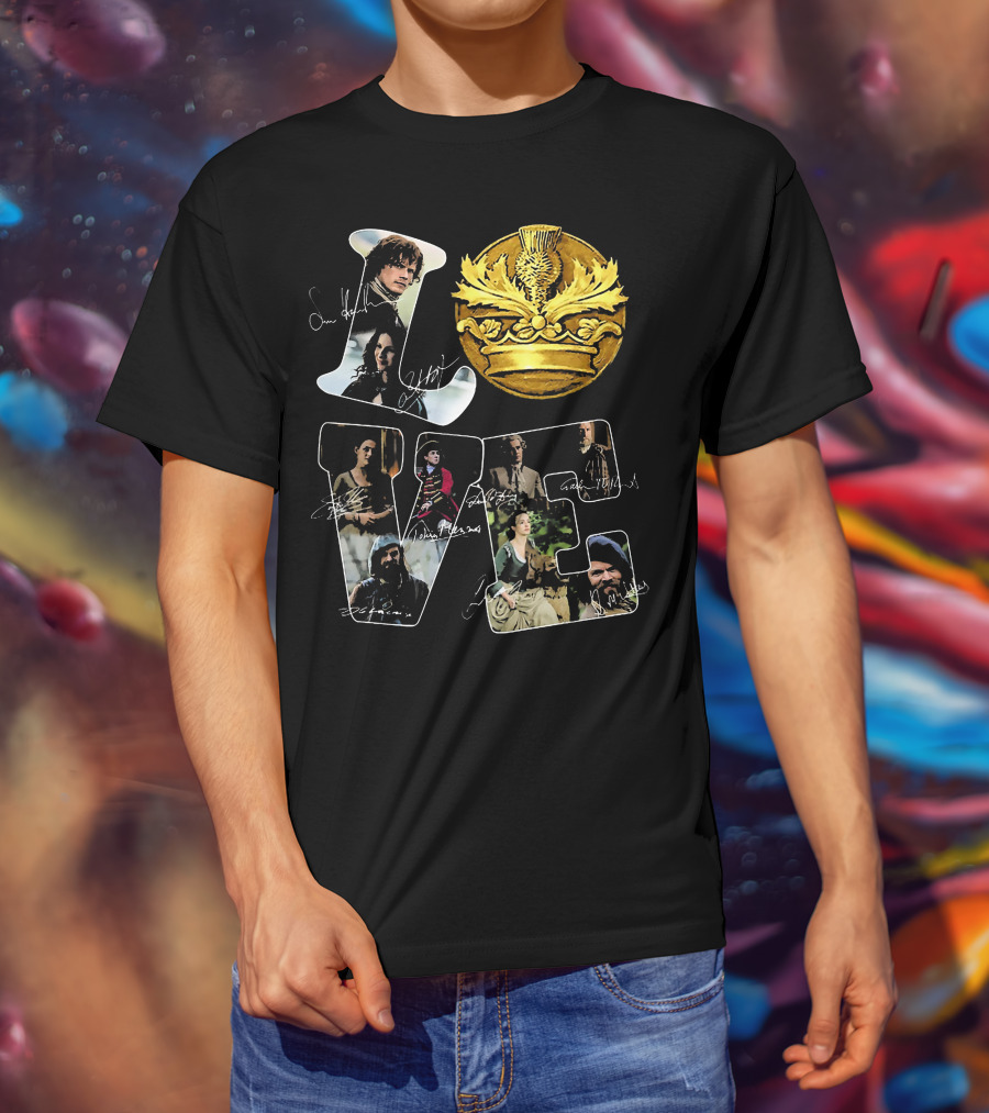 Love Outlander Crown Signature Cast Autographs T-Shirt