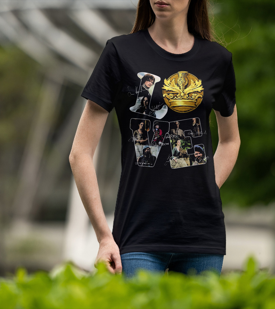 Love Outlander Crown Signature Cast Autographs T-Shirt