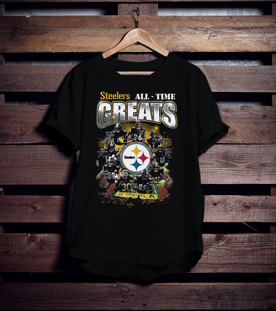Steelers All Time Greats Legends Team Photo Collage T-Shirt