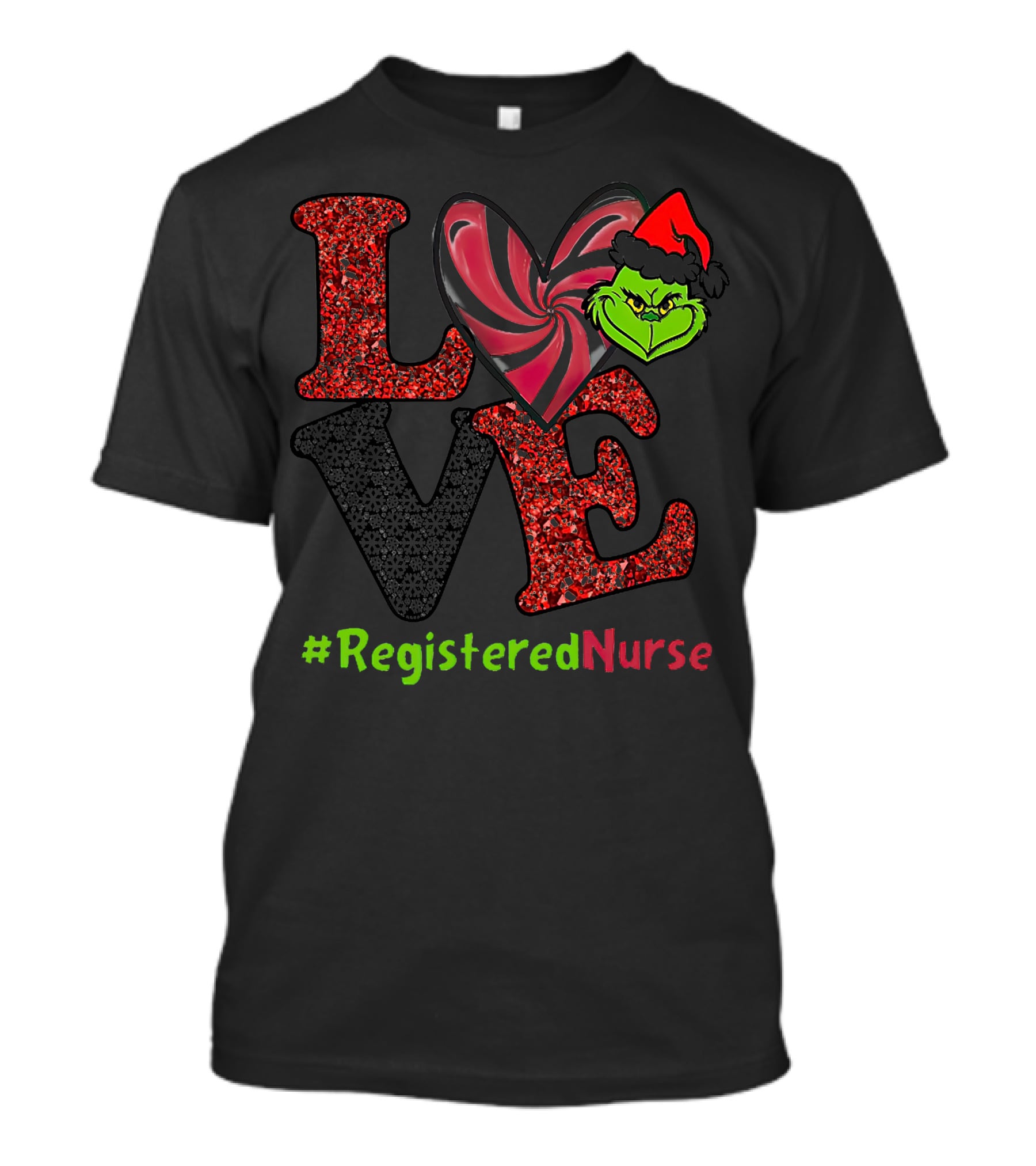 LOVE Grinch Heart #RegisteredNurse T-Shirt