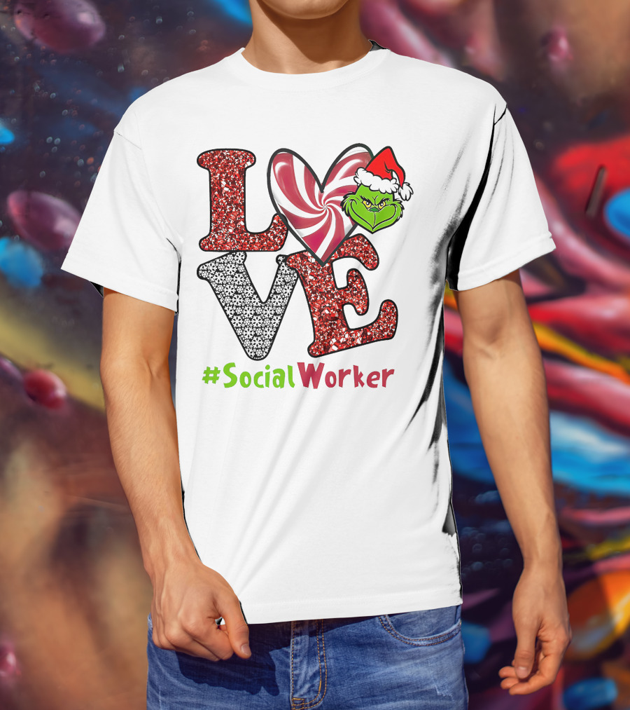 LOVE Grinch Heart #SocialWorker T-Shirt