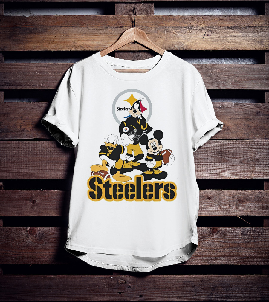 Mickey Donald Goofy Pittsburgh Steelers Football Characters T-Shirt