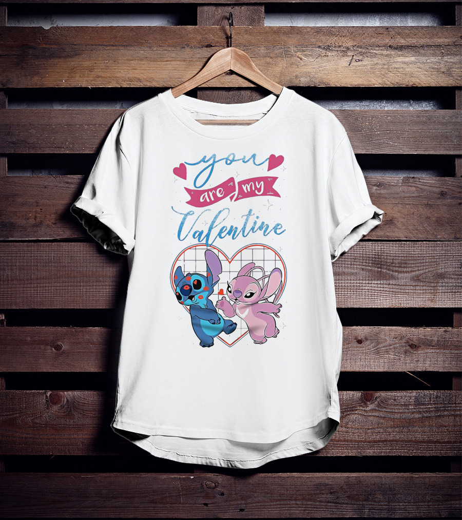 Stitch And Angel You Are My Valentine Heart T-Shirt