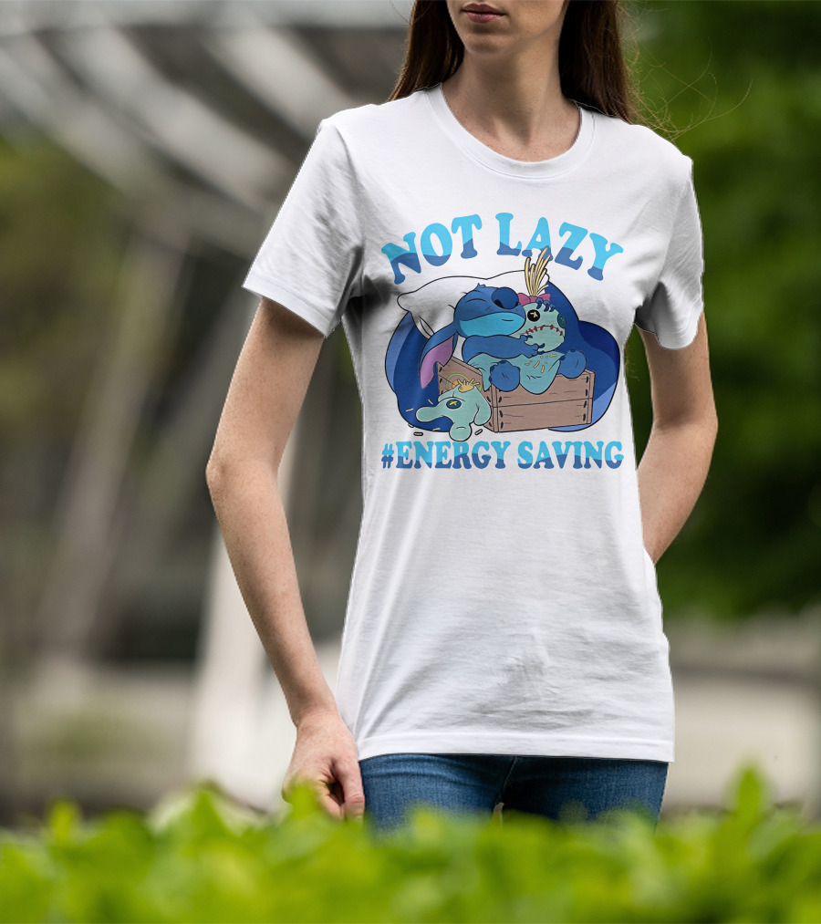 Not Lazy Energy Saving Stitch Sleeping With Voodoo Doll T-Shirt