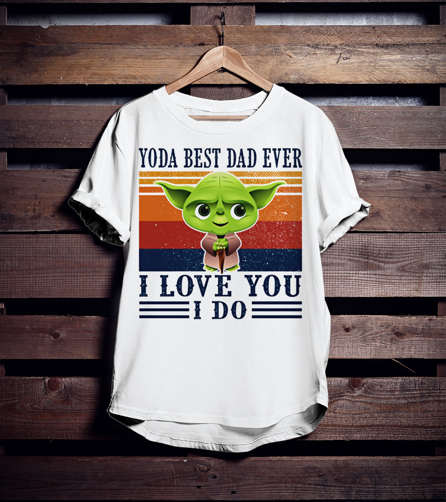 Yoda Best Dad Ever I Love You I Do Retro Stripes T-Shirt