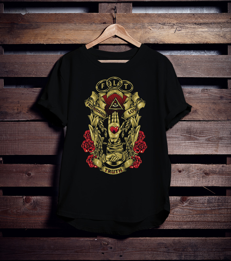 FLT Friendship Love Truth Eye Heart Hand Roses T-Shirt