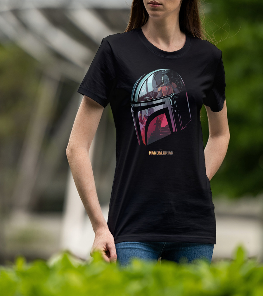 The Mandalorian Helmet Reflection Scene T-Shirt