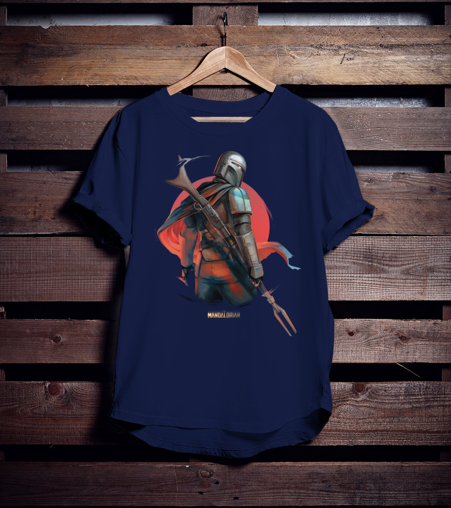 Mandalorian Warrior In Front Of Red Sun T-Shirt