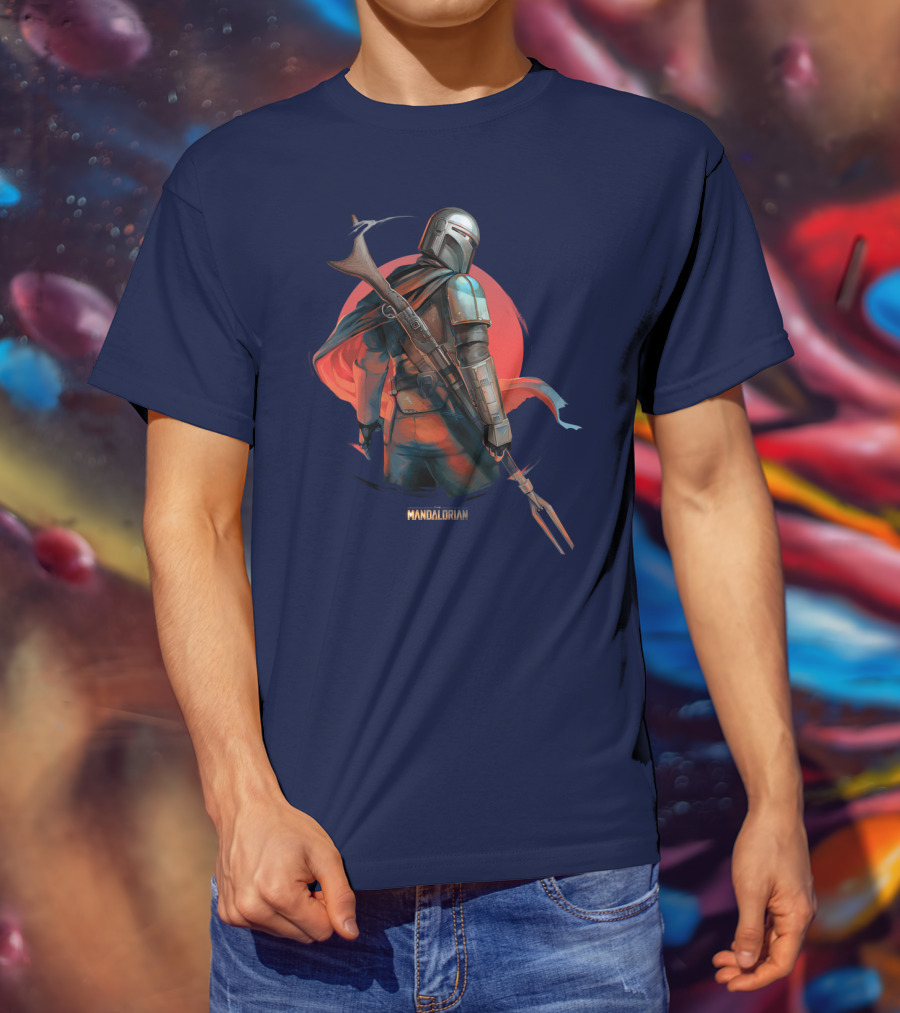 Mandalorian Warrior In Front Of Red Sun T-Shirt