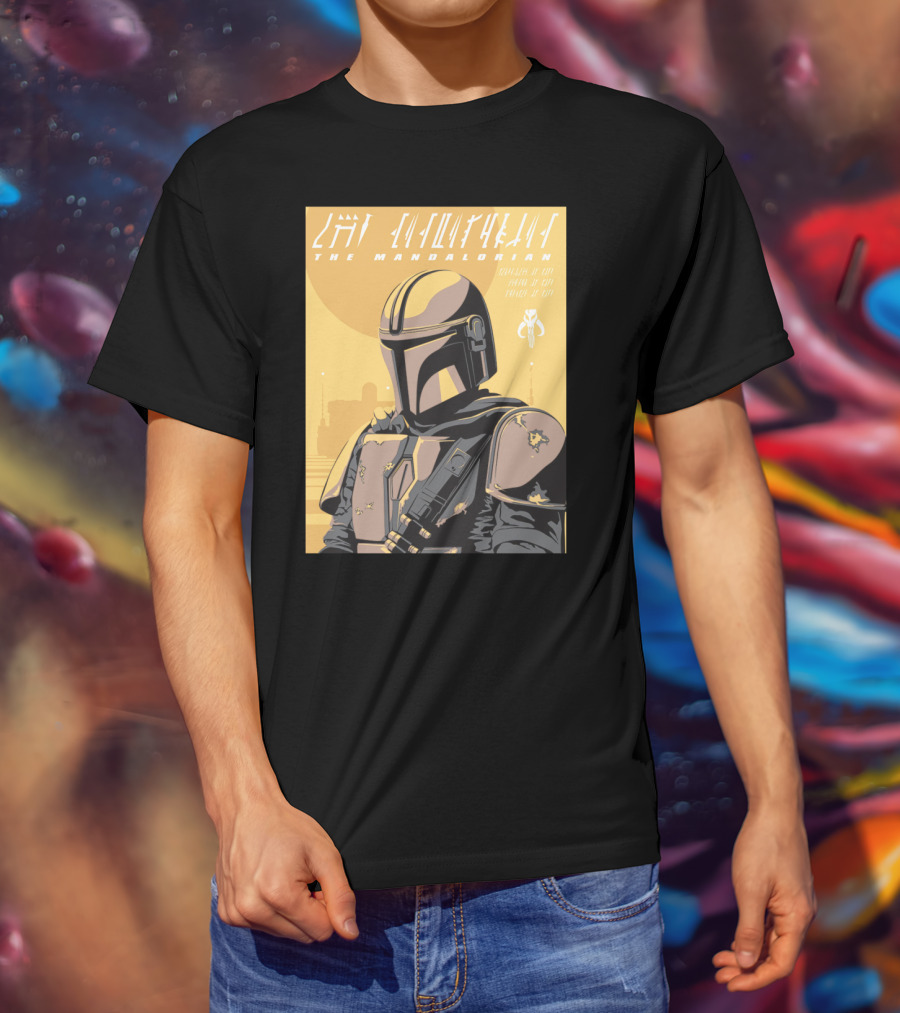The Mandalorian Cell Shade Star Wars Bounty Hunter Art Deco T-Shirt