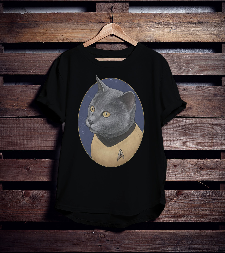 Star Trek Chekov Cat In Starfleet Uniform With Delta Badge T-Shirt