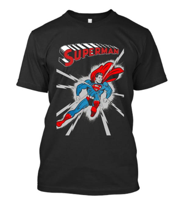 Superman Classic Comic Book Style Cover With Iconic Red And Blue Suit And Cape T-Shirt