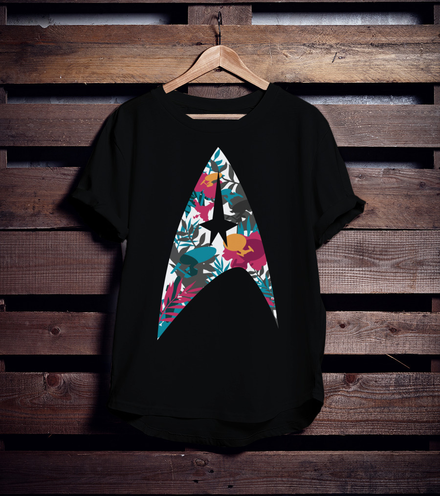 Tropical Starfleet Star Trek Floral Badge T-Shirt