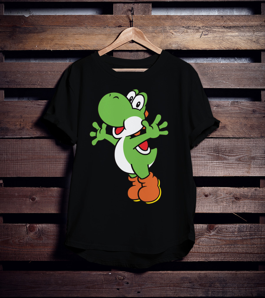 Yoshi Jump Green Dinosaur Iconic Character Image T-Shirt