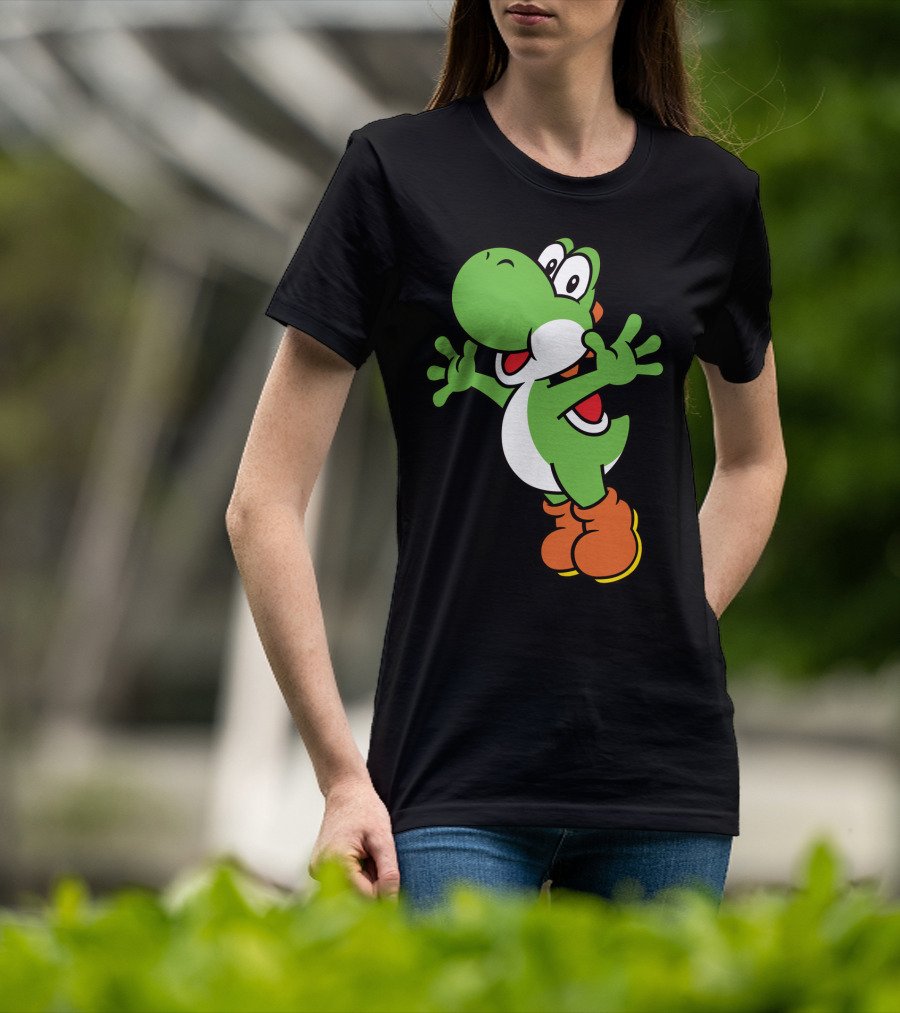 Yoshi Jump Green Dinosaur Iconic Character Image T-Shirt