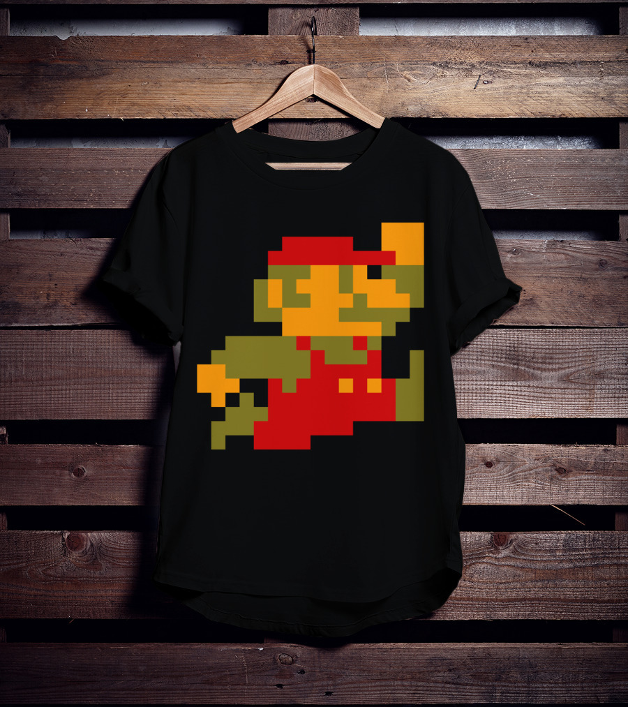 Classic 8-Bit Mario Pixel Art Character T-Shirt