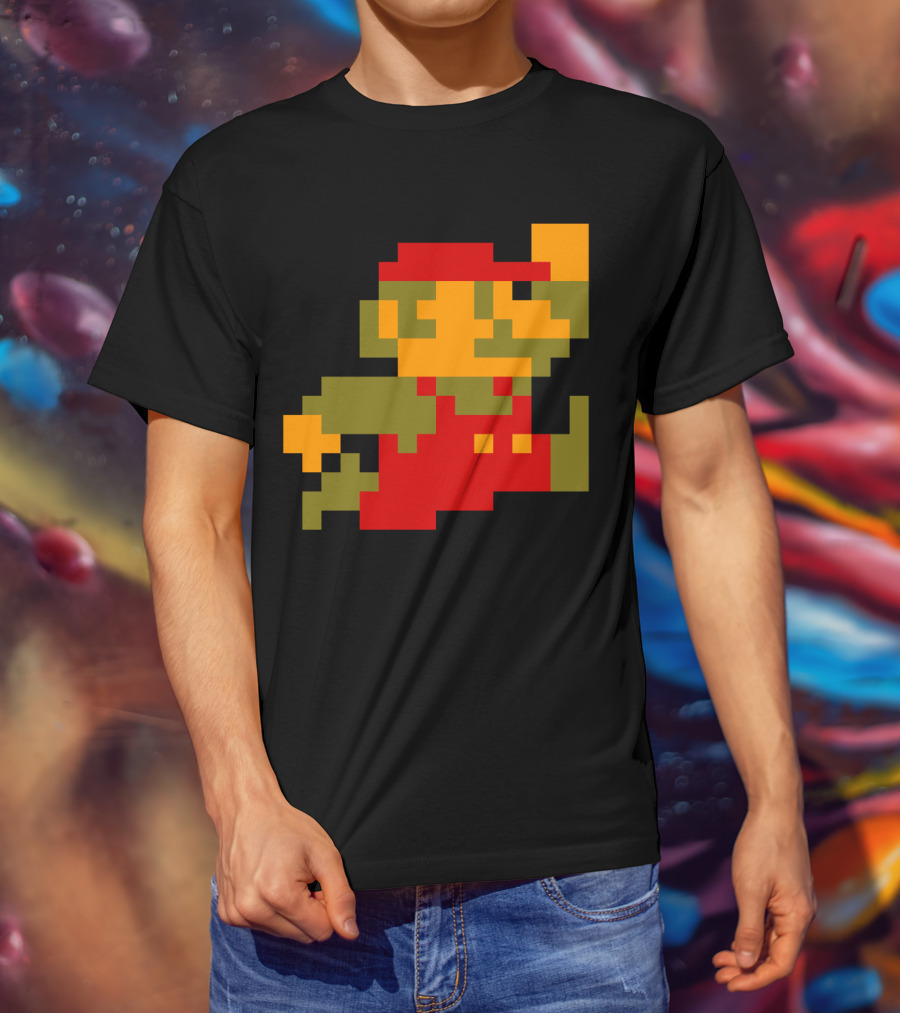 Classic 8-Bit Mario Pixel Art Character T-Shirt