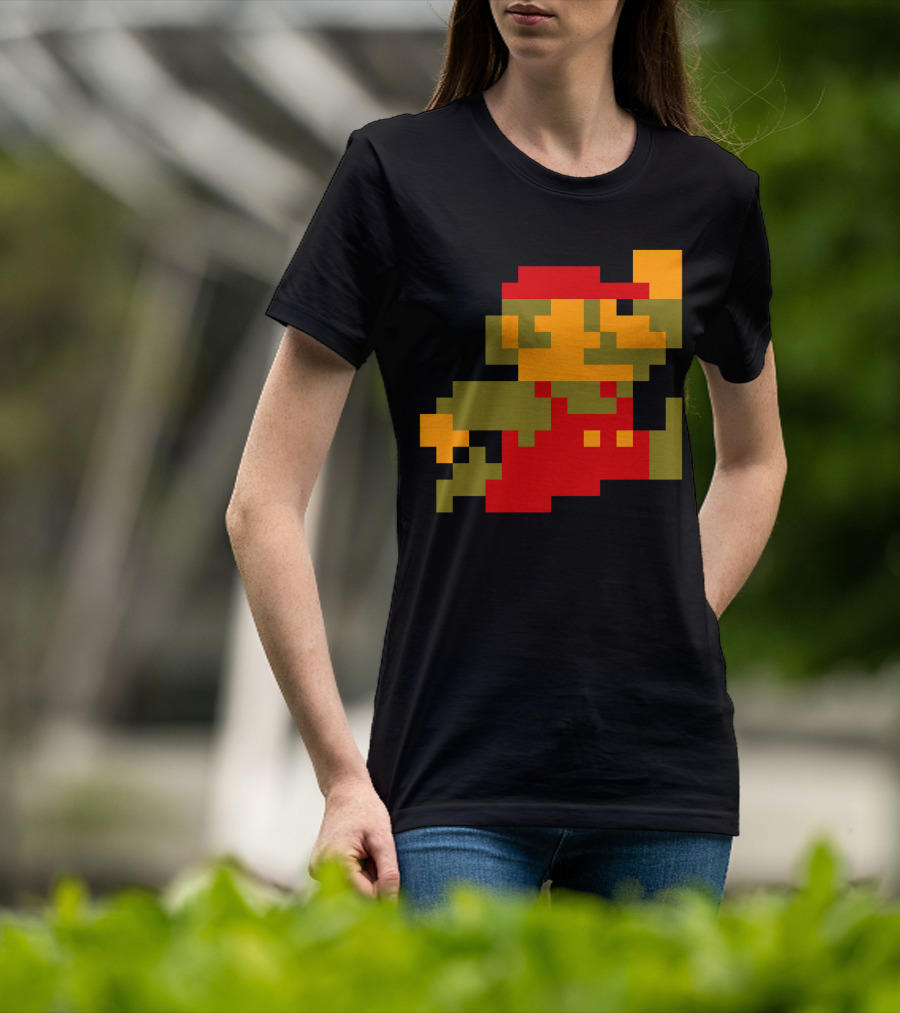 Classic 8-Bit Mario Pixel Art Character T-Shirt