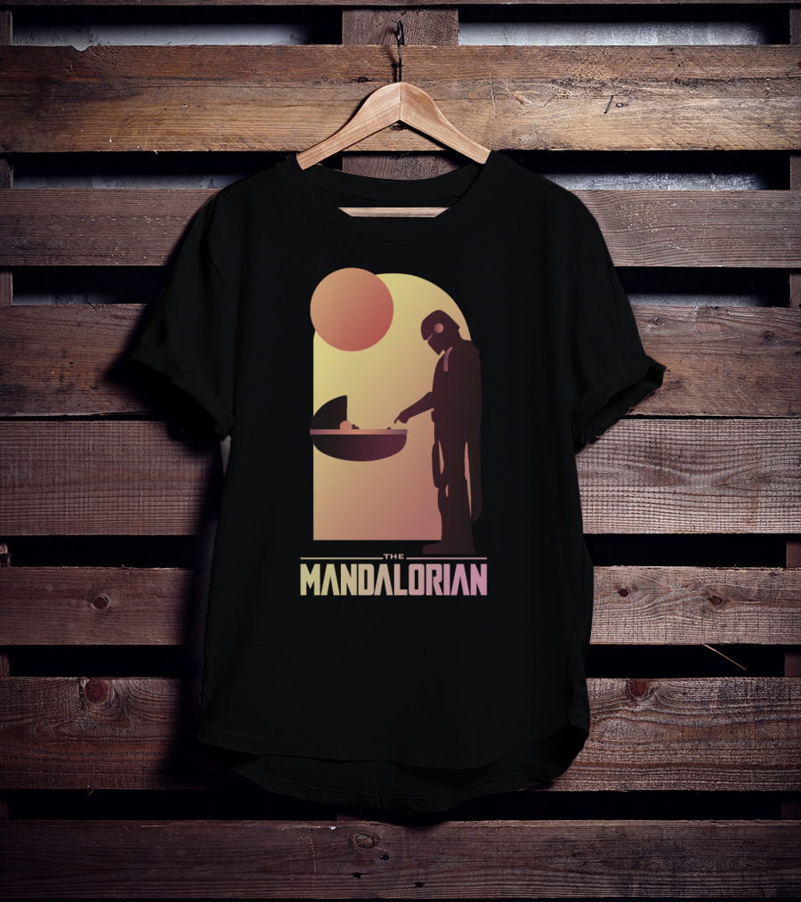 The Mandalorian Bounty Hunter Encounter Sunset Scene T-Shirt