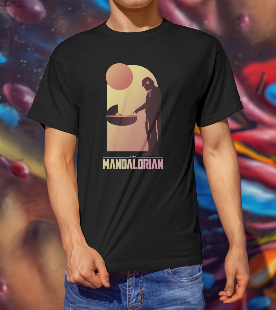 The Mandalorian Bounty Hunter Encounter Sunset Scene T-Shirt