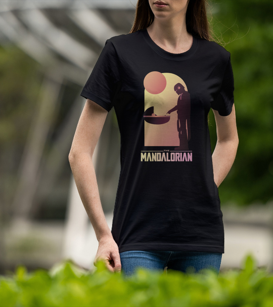 The Mandalorian Bounty Hunter Encounter Sunset Scene T-Shirt