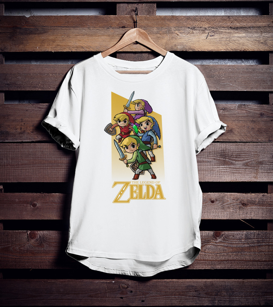 The Legend Of Zelda Four Links Characters In Colorful Outfits T-Shirt