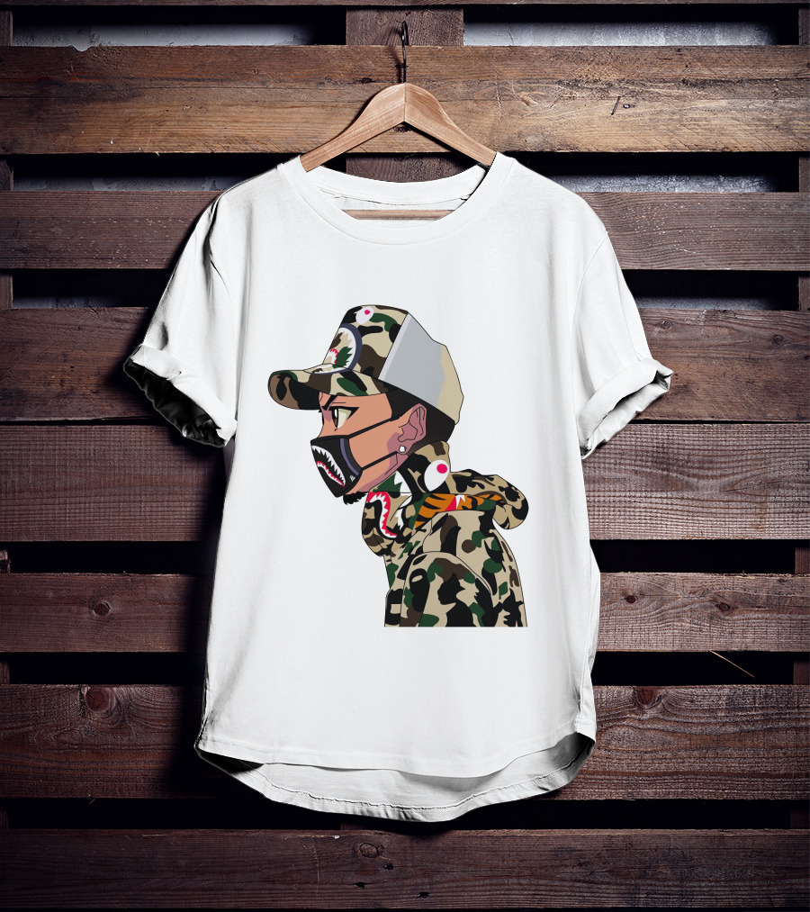 The Boondocks GT Camo Shark Face Mask Hat Hoodie Anime T-Shirt