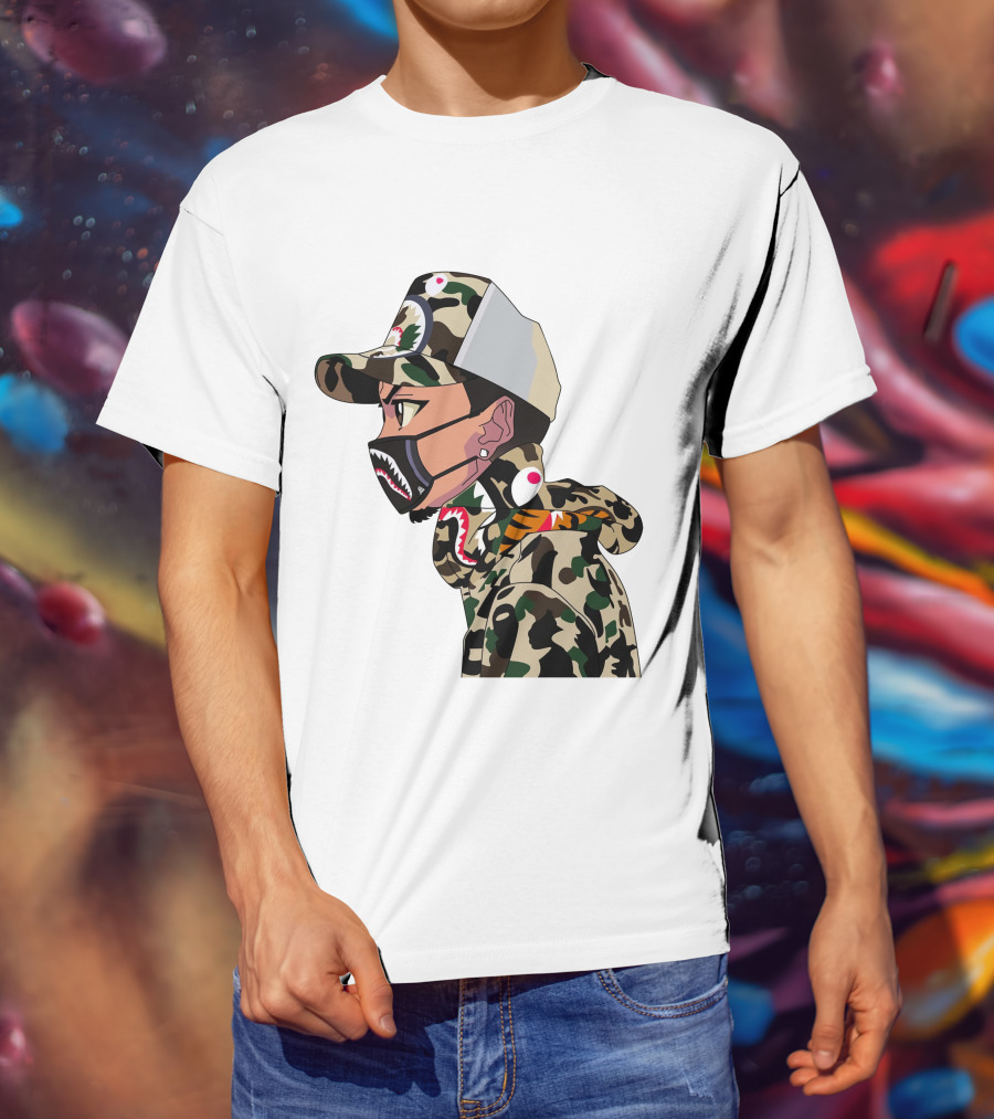 The Boondocks GT Camo Shark Face Mask Hat Hoodie Anime T-Shirt