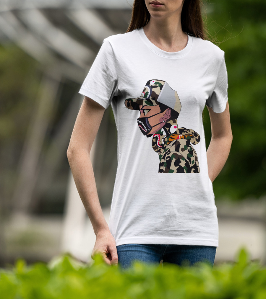 The Boondocks GT Camo Shark Face Mask Hat Hoodie Anime T-Shirt