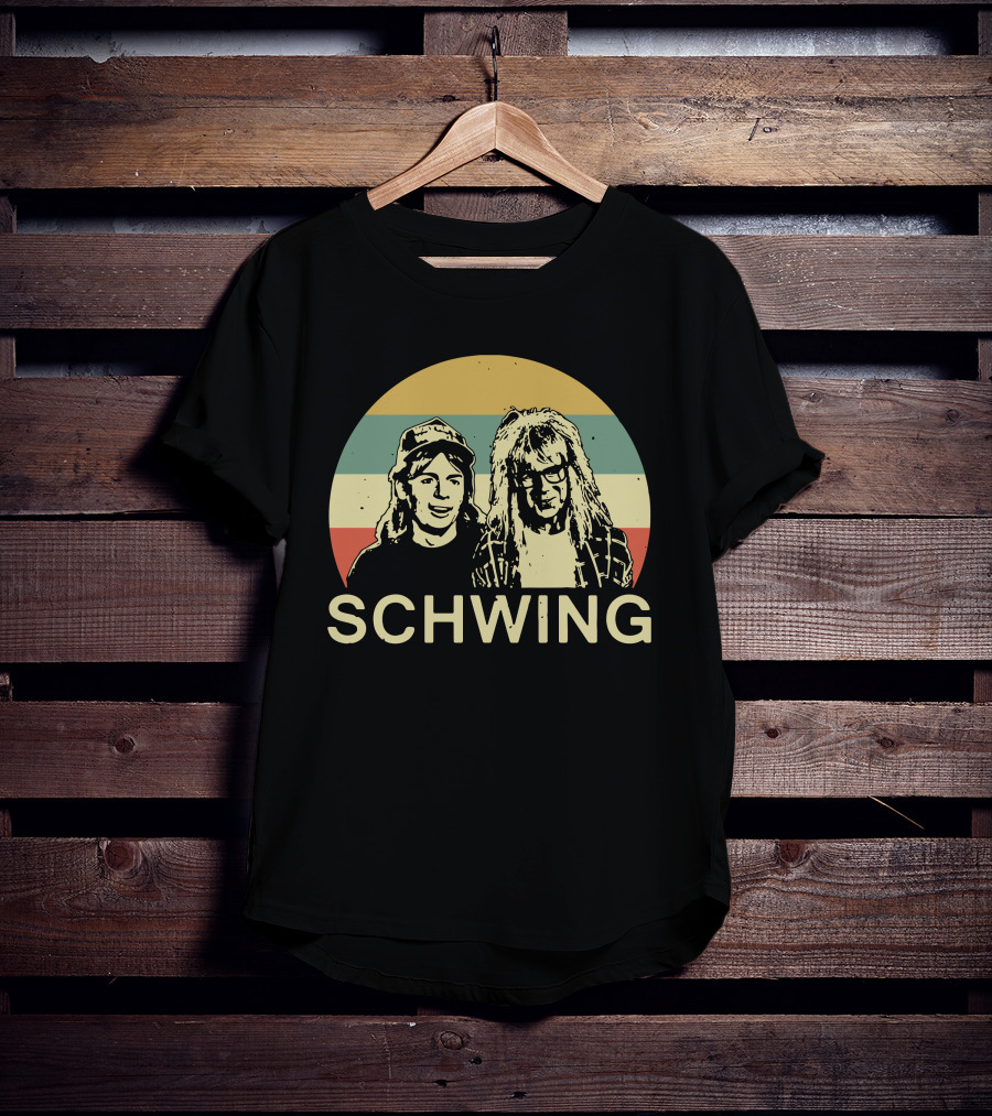 Wayne's World Schwing Retro Vintage Stripes T-Shirt