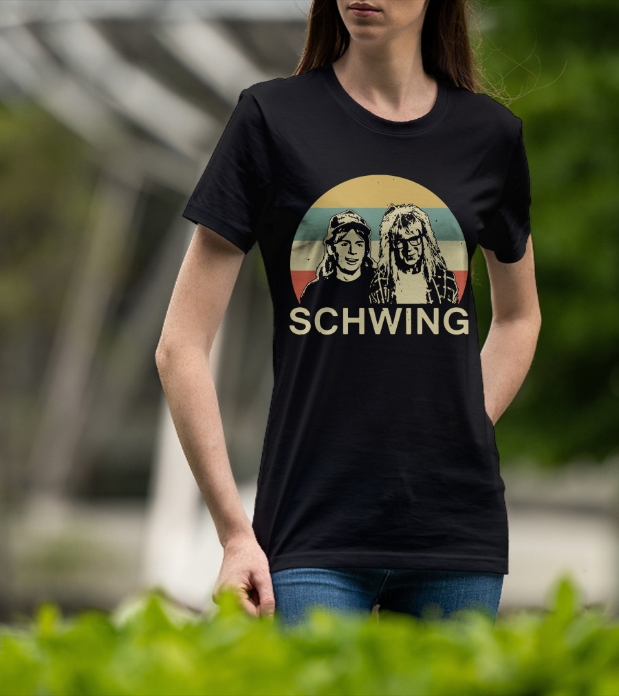 Wayne's World Schwing Retro Vintage Stripes T-Shirt